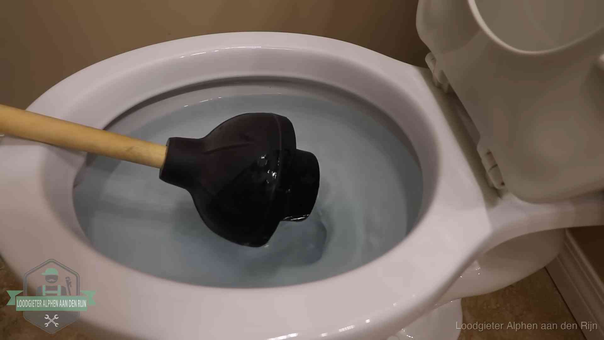 Plopper in een wc-pot die vol water staat in Alphen aan den Rijn